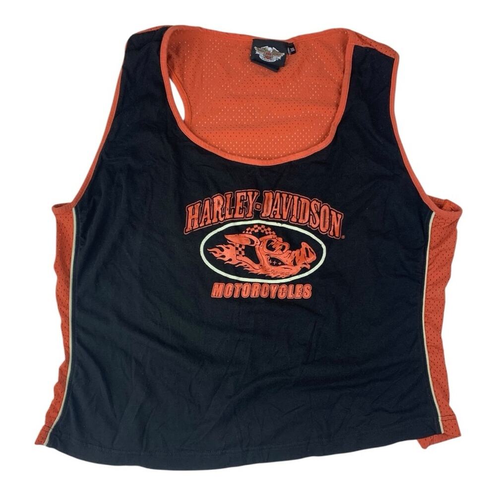 Harley Davidson women's 3x Black Orange Logo Tank hog biker ride mesh moto